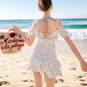 White Polka Dot Ruffled Dress